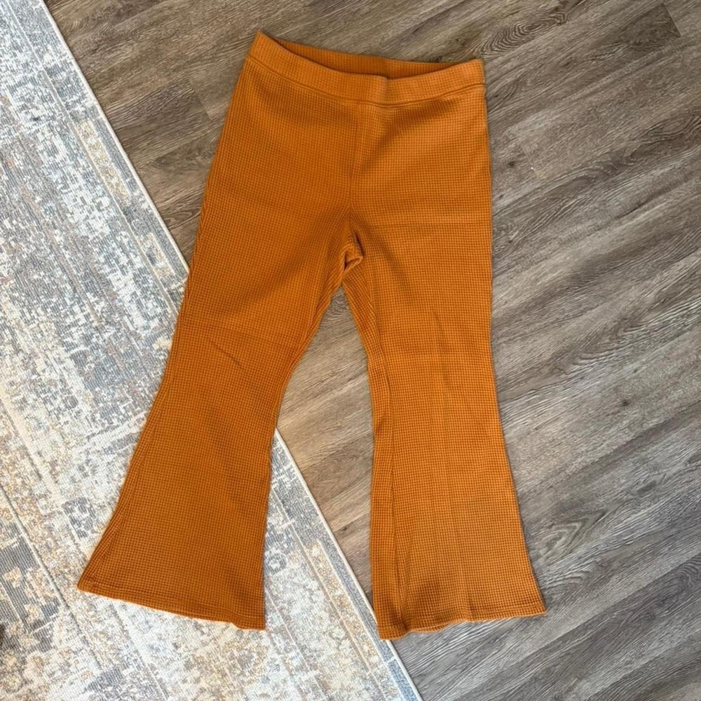 Aerie High Rise Waffle‎ Knit Flares Size XL Pumpkin spice color